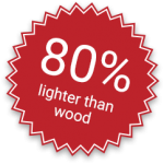 80% lighter than wood